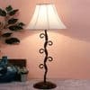 Kace Off White Fabric Shade Table Lamp with Black Iron Base