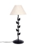 Enoch Off White Fabric Shade Table Lamp with Black Iron Base