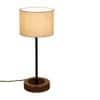 Jad Off White Fabric Shade Table Lamp with Natural Wood & Iron Base