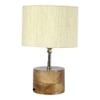 Edwarda Off White Fabric Shade Table Lamp with Natural Wooden Base