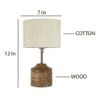 Curtis Off White Fabric Shade Table Lamp with Natural Wooden Base