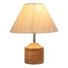 Iris Off White Fabric Shade Table Lamp with Natural Wooden Base