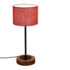 Heath Pink Natural Fiber Shade Table Lamp with Natural Wood & Iron Base
