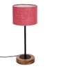 Heath Pink Natural Fiber Shade Table Lamp with Natural Wood & Iron Base