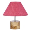 Camille Pink Natural Fiber Shade Table Lamp with Natural Wooden Base