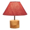 Camille Pink Natural Fiber Shade Table Lamp with Natural Wooden Base