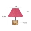 Camille Pink Natural Fiber Shade Table Lamp with Natural Wooden Base