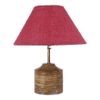 Joy Pink Natural Fiber Shade Table Lamp with Natural Wooden Base