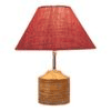 Joy Pink Natural Fiber Shade Table Lamp with Natural Wooden Base
