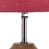 Joy Pink Natural Fiber Shade Table Lamp with Natural Wooden Base