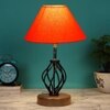 Angela Orange cotton Table lamp with Wood & Iron Base