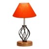 Angela Orange cotton Table lamp with Wood & Iron Base