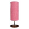 Kipper Pink Jute table lamp with brown wood base