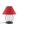Mabry Red Fabric Shade Table Lamp with Black Iron Base