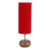 Mary Red Fabric Shade Table Lamp with Natural Wooden Base