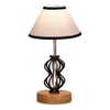 Gabriela Multicolor cotton Table lamp with Wood & Iron Base