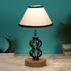 Gabriela Multicolor cotton Table lamp with Wood & Iron Base