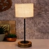 Everest White Natural Fiber Shade Table Lamp with Natural Wood & Iron Base