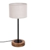 Everest White Natural Fiber Shade Table Lamp with Natural Wood & Iron Base