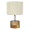 Coralie White Natural Fiber Shade Table Lamp with Natural Wooden Base