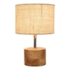 Coralie White Natural Fiber Shade Table Lamp with Natural Wooden Base