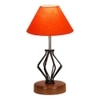 Aylin Orange cotton Table lamp with Wood & Iron Base