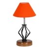 Aylin Orange cotton Table lamp with Wood & Iron Base