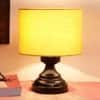 Harleen Yellow Fabric Shade Table Lamp with Black Iron Base