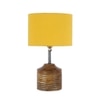 Djuna Yellow Fabric Shade Table Lamp with Natural Wooden Base