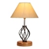 Nyla off-white cotton Table lamp with Wood & Iron Base