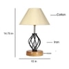 Nyla off-white cotton Table lamp with Wood & Iron Base
