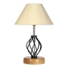 Nyla off-white cotton Table lamp with Wood & Iron Base