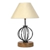 Lennon off-white cotton Table lamp with Wood & Iron Base