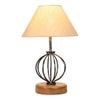 Lennon off-white cotton Table lamp with Wood & Iron Base