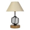 Samara off-white cotton Table lamp with Wood & Iron Base