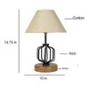 Samara off-white cotton Table lamp with Wood & Iron Base