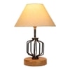 Samara off-white cotton Table lamp with Wood & Iron Base