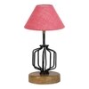 Adelynn Pink Jute Table lamp with Wood & Iron Base
