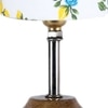 Reese Wood Table lamp with Multicolor cotton Shade