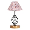 Brooklynn Multicolor cotton Table lamp with Wood & Iron Base