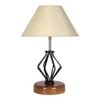 Kira off-white cotton Table lamp with Wood & Iron Base