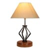 Kira off-white cotton Table lamp with Wood & Iron Base