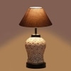 Bianca Grey cotton Glass Table lamp with Iron Base