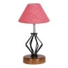 Elianna Pink Jute Table lamp with Wood & Iron Base