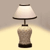 Helen Multicolor cotton Glass Table lamp with Iron Base