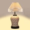 Carmen Vintage off-white Glass Shade Table lamp with Iron Base