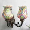 Inis Antique Metal Double Wall Mounted Lamp with Multicolor Mosaic Glass