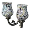 Inis Antique Metal Double Wall Mounted Lamp with Multicolor Mosaic Glass