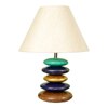 Cleveland Beige Cotton Shade Table Lamp with Solid Wood Base