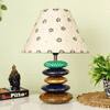 York Beige Cotton Shade Table Lamp with Solid Wood Base